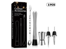 Conjunto De 5 Peças Para Macerar Coquetéis, Macerador De Coquetéis Multifuncional Em Aço Inoxidável 304, 2 Bicos
