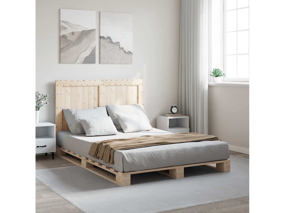 Vidaxl Estrutura De Cama Com Cabeceira 140x200 Cm Pinho Maciço