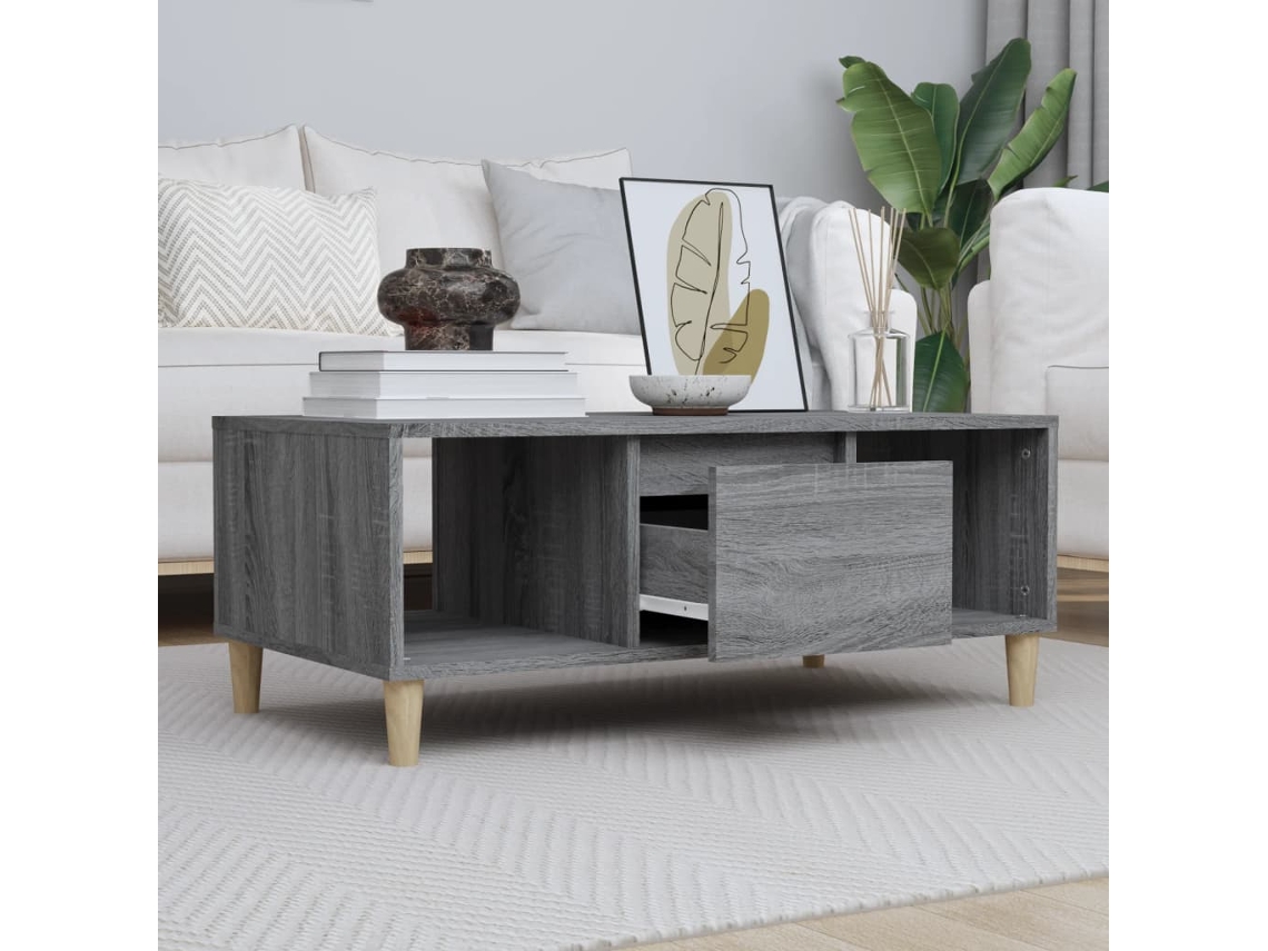 Vidaxl Mesa De Centro 90x50x36,5 Cm Derivados Madeira Cinzento Sonoma
