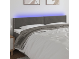 Vidaxl Cabeceira De Cama C/luzes Led Veludo 180x5x78/88cm Cinza-escuro