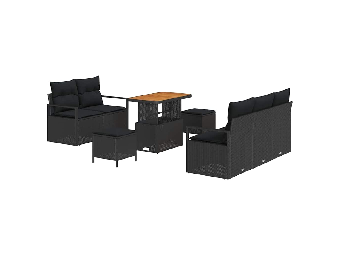 Maison Exclusive - Conjunto De Sofá De Jardim Com Almofada 8 Pcs Preto