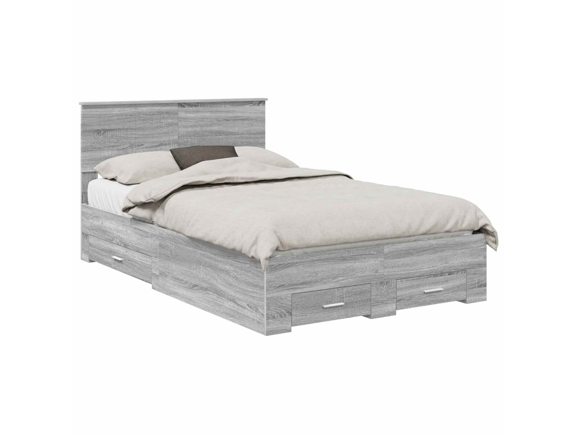 Estrutura da Cama Cinza Sonoma 120x190 cm Madeira Processada MAISON EXCLUSIVE