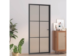 Vidaxl Porta Interior 93x201,5 Cm Vidro Fosco E Alumínio Preto