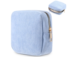 Bolsa De Maquiagem Azul Mini Bolsa Com Zíper Poliéster Dureforward