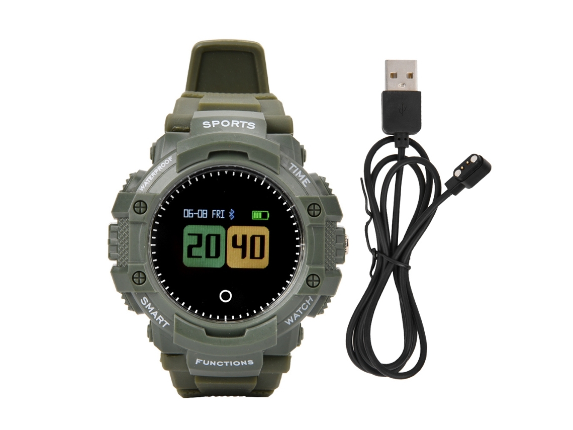 Relógio Inteligente EOOCOO My F9 verde militar, com monitoramento cardíaco e Bluetooth