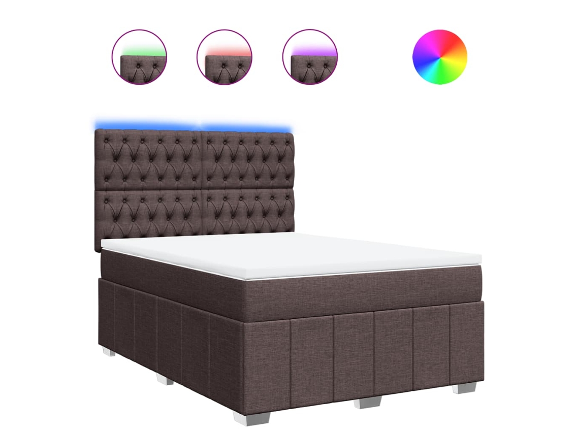 Cama com Molas e Colchão 140x190 Cm em Tecido Castanho Escuro MAISON EXCLUSIVE