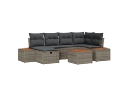 Conjunto 7 Conjunto De Sofá De Jardim Vidaxl Cinzento Vime Pe (55 X 62 X 69 Cm)