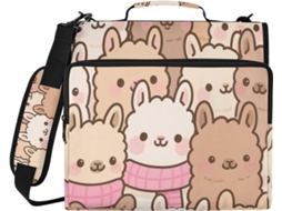 Bege Alpaca Fofo Organizer 3,8cm 1,5 Polegadas, com 3 argolas, altura do ombro, capa impermeável ideal
