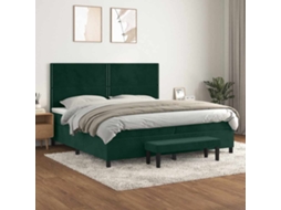 Vidaxl Cama Com Molas/colchão 200x200 Cm Veludo Verde-escuro