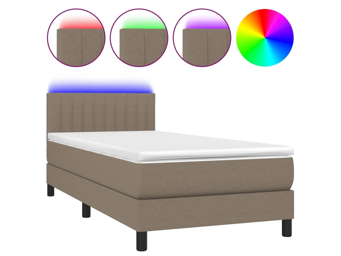 Box Spring Bed, Box Spring Beds Vidaxl Cinzento-acastanhado Tecido (90 X 190 Cm)