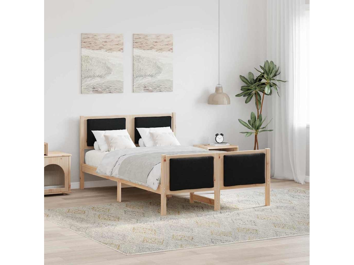 Vidaxl Estrutura Da Cama Com Cabeceira Preto 120 X 200 Cm Tecido