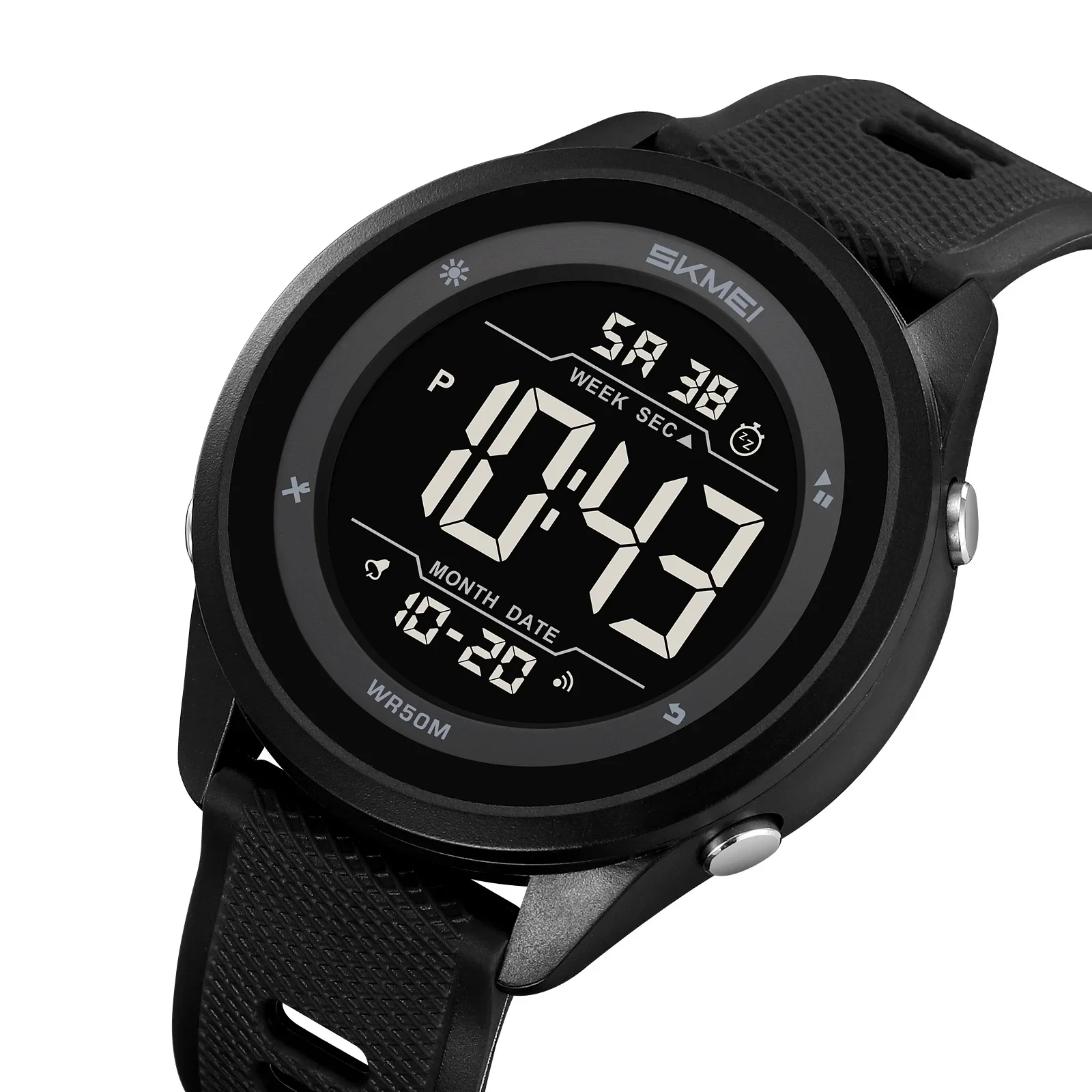 Relógio eletrônico esportivo MDUG com pulseira de nylon ultrafina, despertador, luminescente e à prova d'água