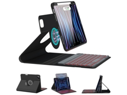 Capa Protetora Magnética Minimalista Preta Com Teclado Retroiluminado De Teclas Quadradas Pretas, Para Ipad De 10ª Geração De 10,9 Polegadas. Yunzii