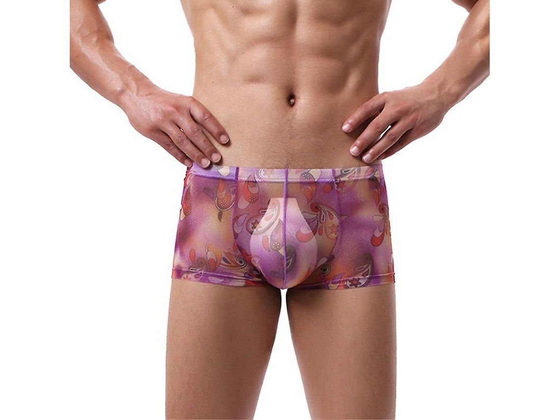 Cuecas Boxer Masculinas com Renda Floral, em Poliéster Macio, Modelo 2026