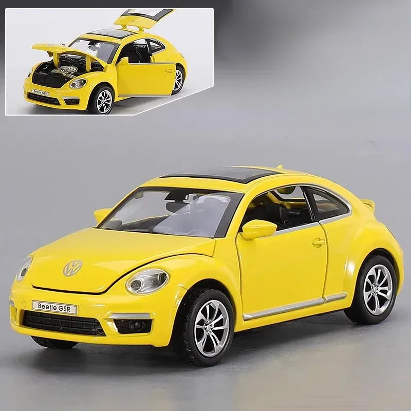 (amarelo Fusca) Escala 1:32, Com Efeitos Sonoros E Luminosos, Modelo Em Liga Metálica Fundida.
