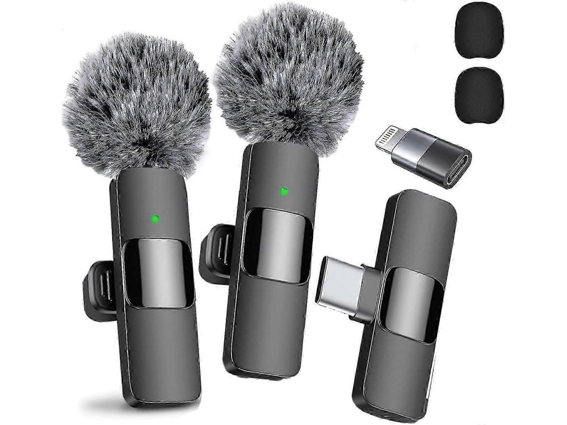 Microfone De Lapela Sem Fio Profissional 2024, Pacote Com 2, Cancelamento Ruído, Gravação Cristalina Usb C Para Iphone 15 Pro Max, Hh Aquaforge