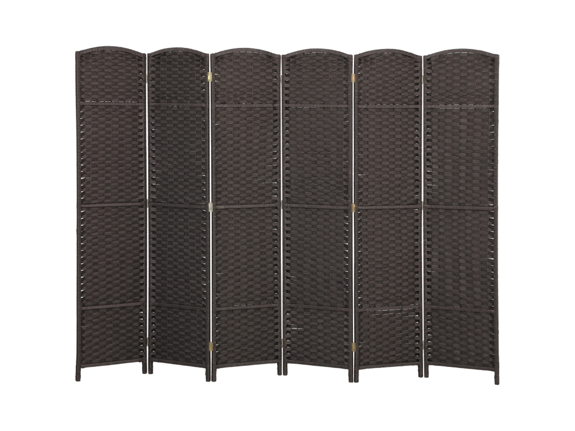 Paravente 6 Peças Castanho Dobrável Para Sala Quarto Home Office