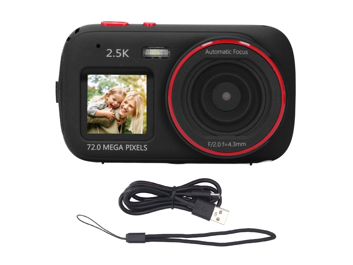 Digital Camera 72mp 2.5k Dual Screen 16x Digital Zoom Autofocus Anti Shake Automatic Light Sensitive 750mah Selfie Camera For Travel Black LAXISCREED