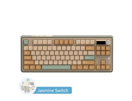 Teclado mecânico para jogos AJAZZ AK870 Teclado de escritório de três eixos e três modos com ecrã RGB amarelo, branco e azul