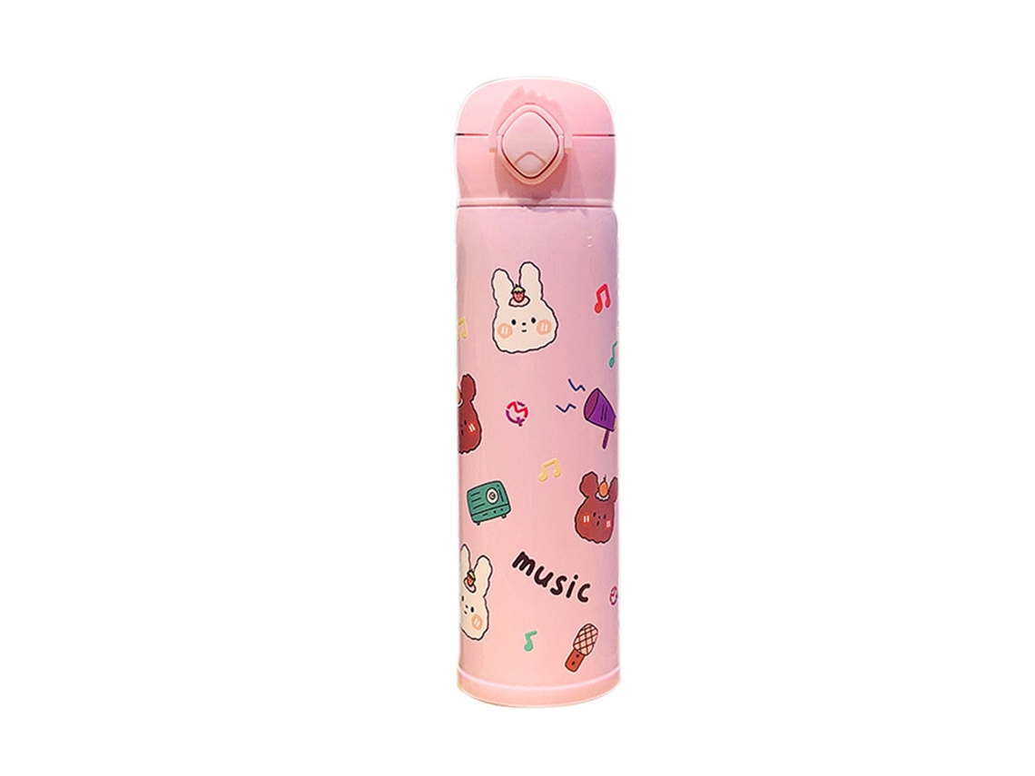 Termo Inox S/MARCA 304 com tampa pop up isolado portátil 450ml rosa para outdoor viagens escritório