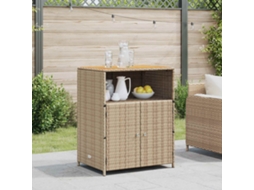 Vidaxl Armário Com Porta Bege 70 X 50 X 87 Cm Poliéster E Rattan Roly