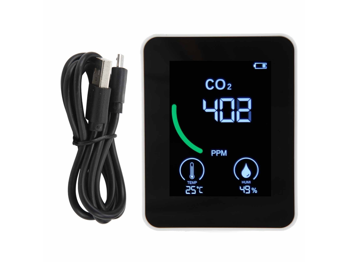 Zn 2co1tb Detector de Co2 Portátil com Monitor de Qualidade do Ar Bluetooth Armazenamento de Dados Preto