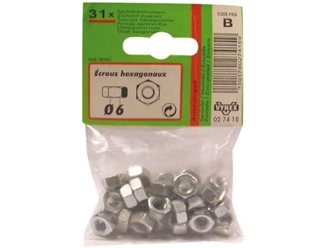 Porca Hexagonal Aço Zincado 6 Pontas D 8 Mm Vynex