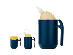 Copo Especial Para Idosos - Copo Assistência Anti Derrame - Silicone - Para Hospitais, Idosos E Pessoas Com Limitações - Aço Inoxidável - Azul
