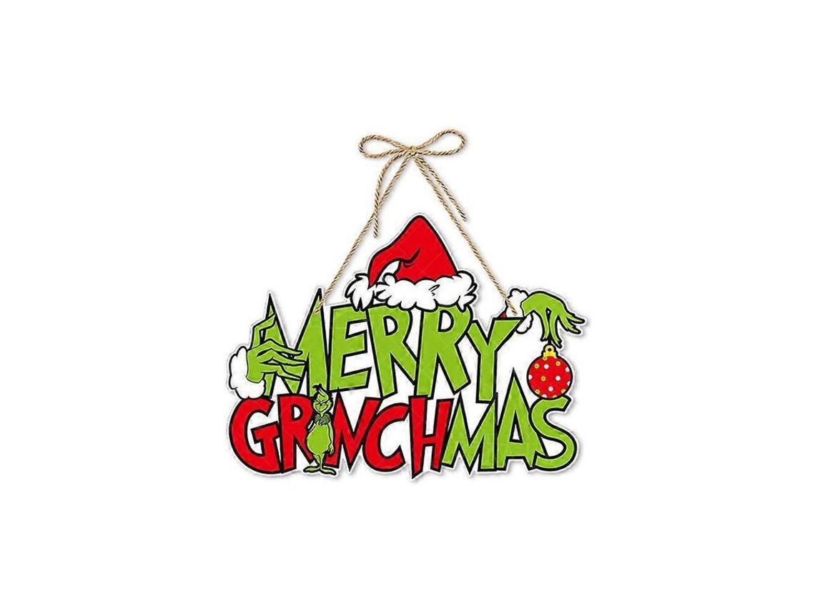 Sinal de Natal Nova LINE com Grinch para Porta, Decorativo, Festivo, Enfeite de Natal Suspenso
