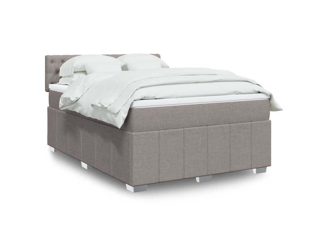 Vidaxl Cama Com Molas/colchão 160x200 Cm Tecido Castanho-acinzentado