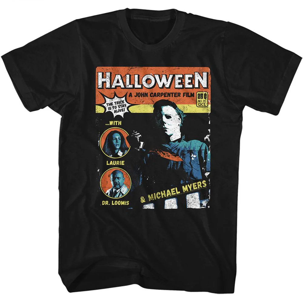 Unisex Adult T-shirt Rockinstone Halloween Movie Comic Black Sizexxxl