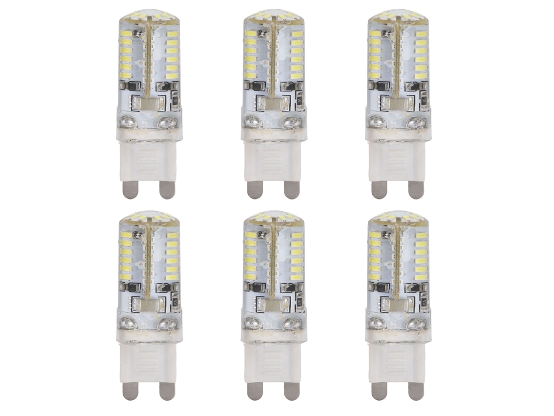 Conjunto de 6 Lâmpadas G9 com 58 Leds, 6w, para Teto Ou Parede, em Silicone CHABERLU