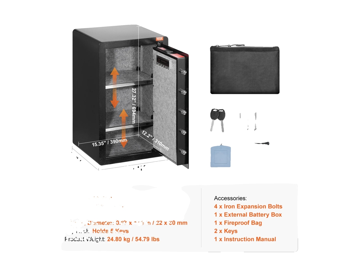 Cofre, Fechadura Por Impressã£o Digital, Sistema De Alarme Duplo, Acesso 3 Vias 4cu.ft Oem