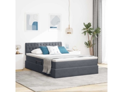 Vidaxl Cama Com Armazenamento Cinza Escuro 140 X 200 Cm Veludo