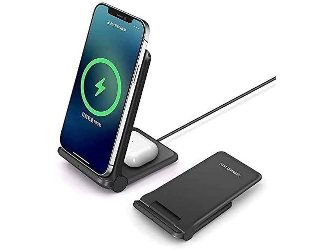 Estação de Carregamento Indução Rápida Sem para iPhone 11/12 Pro/12 YIZHOOD Preto
