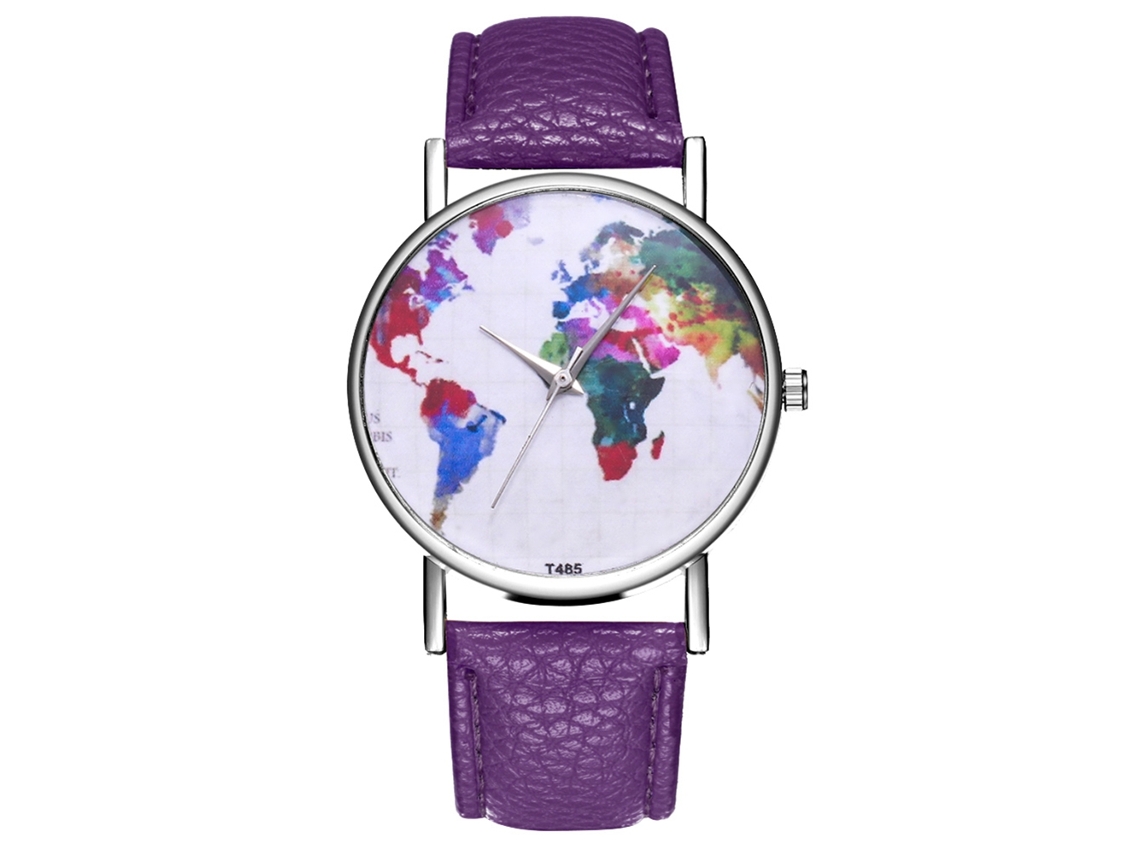 Relógio masculino esportivo analógico de quartzo com pulseira de couro PU (roxo)