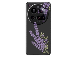 Capa Traseira De Tpu Com Borda Reta E Estampa De Lavanda Para Xiaomi 15 Ultra, Preta