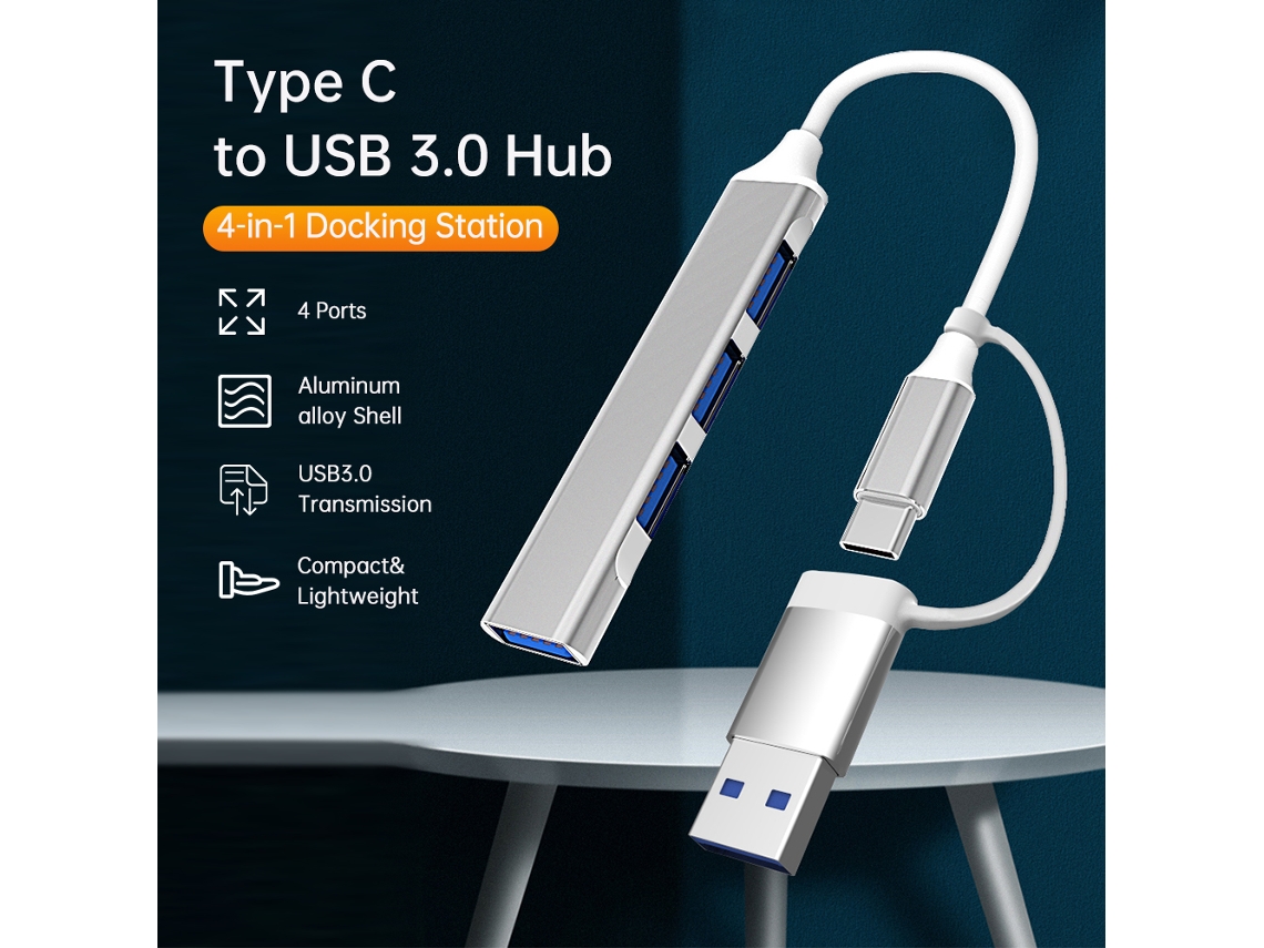 Usb C Hub 4 Portas Usb 3.0 Docking Station Ultra Slim Splitter Para Laptop Macbook Pro Ps4