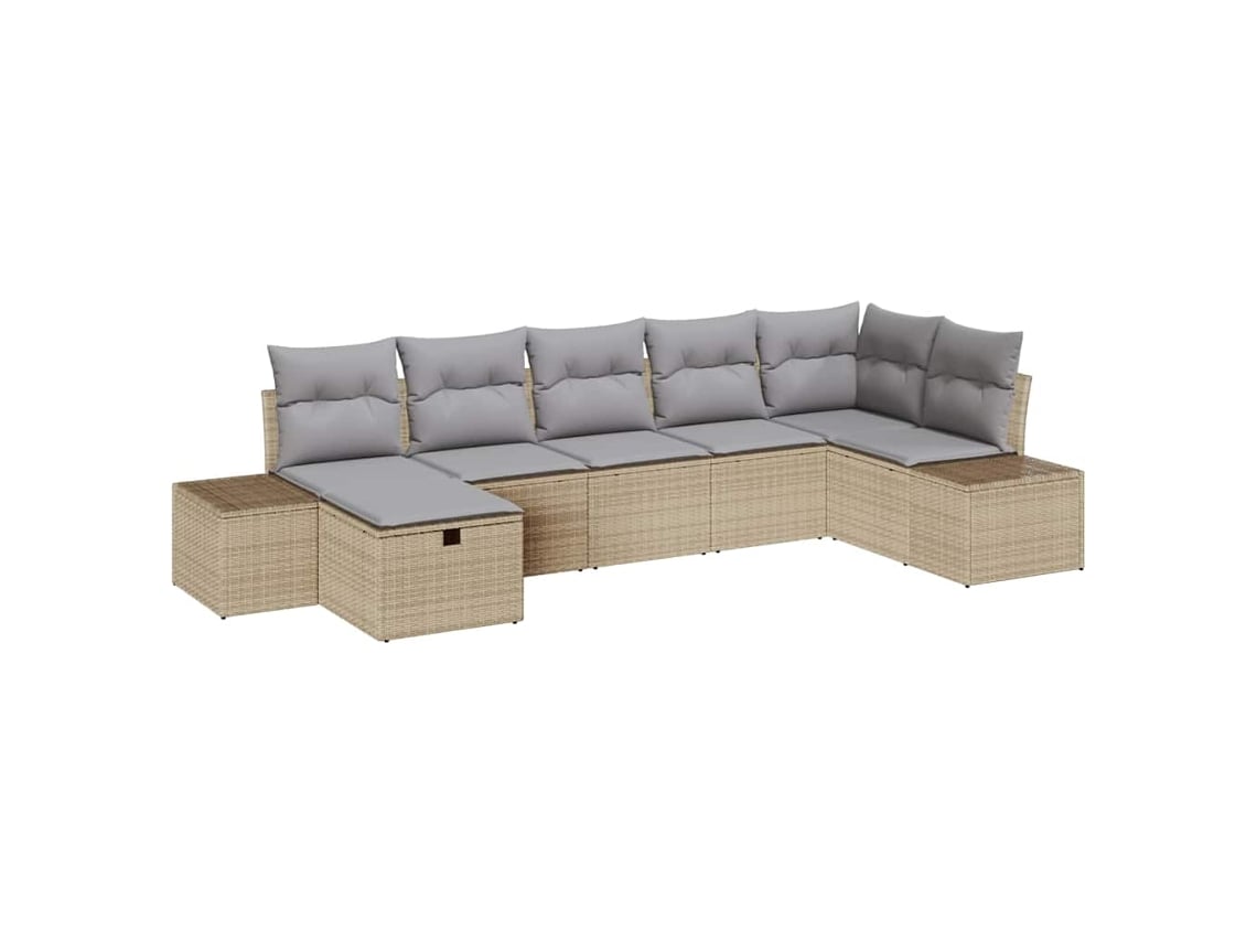 Maison Exclusive - Conjunto De Sofás Com Almofada 7 Pcs Vime Pe