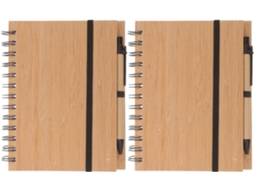 Conjunto De 2 Cadernos Espiral Portáteis Com Capas De Couro De Bambu, Tamanho Médio, Ecológicos Para Uso No