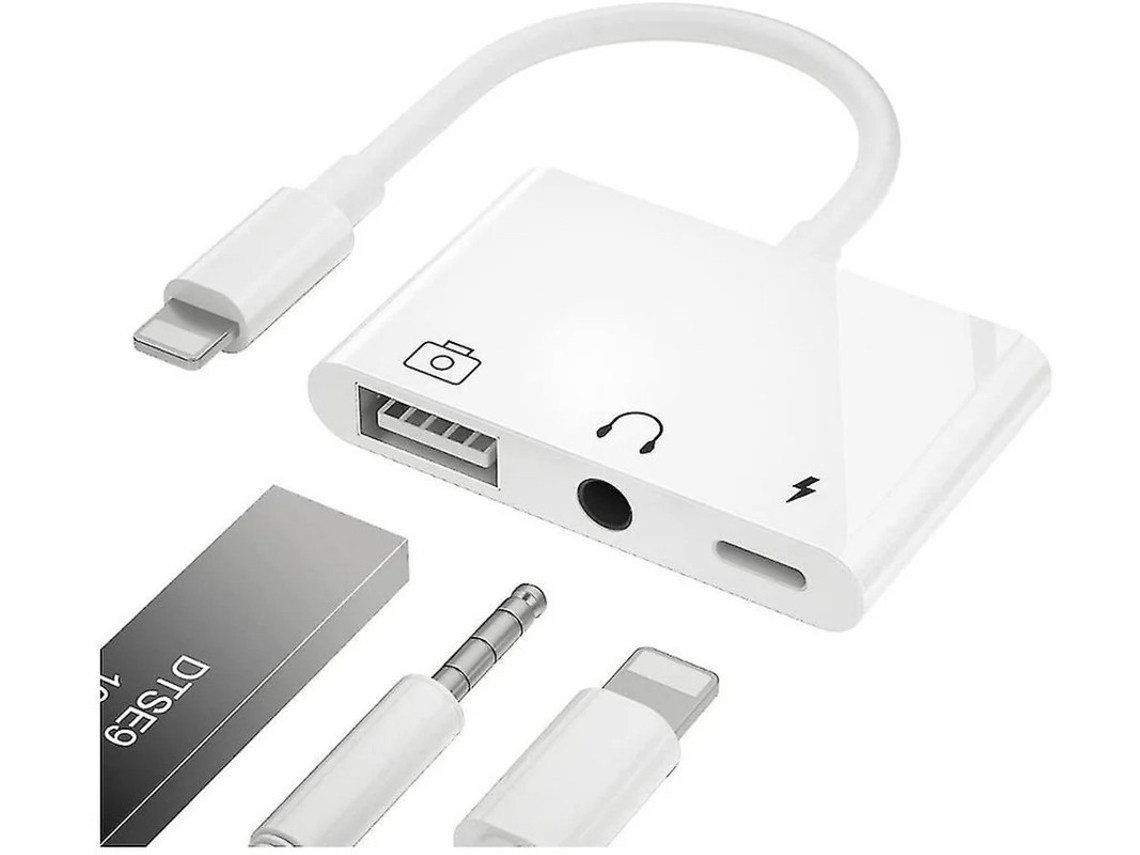 Adaptador USB 3 Câmera Lightning 3 em 1 Adaptador OTG Fêmea Com Entrada de Áudio de 3,5 mm para Telefone Yizhood Divisor de Carregamento