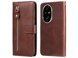 Capa De Couro Com Textura De Bezerro E Bolso Com Zíper Para Honor 200 Pro 5g