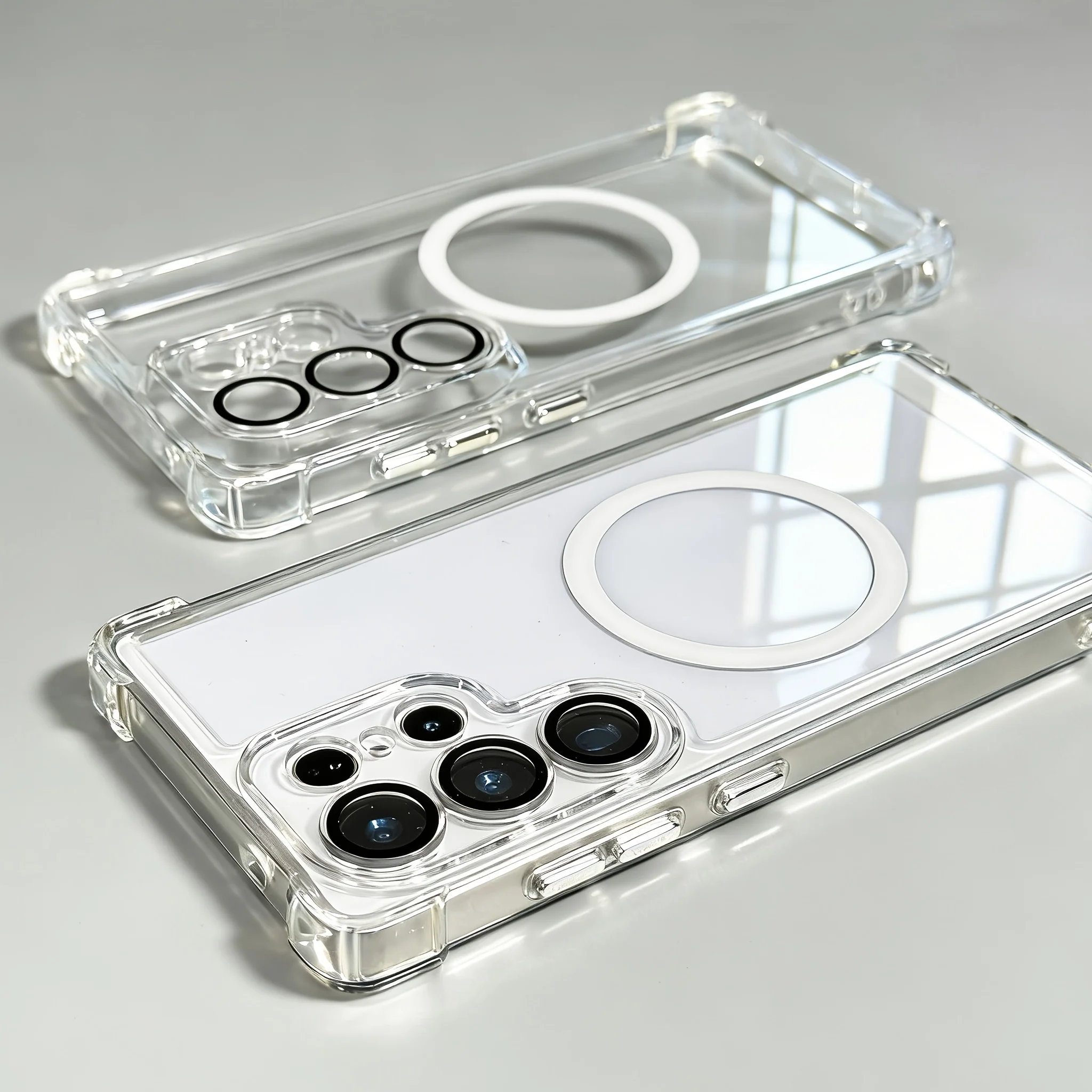 (galaxy S25 Branco) Compatível Com Capa Magnética Para Celular Samsung, Reforçada Nos Quatro Cantos.