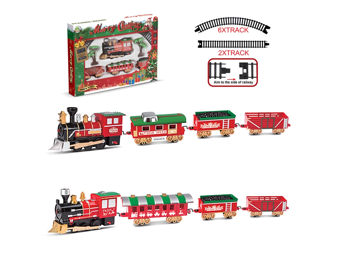 Conjunto De Trem Elétrico De Natal Para Crianças Com Música E Luzes