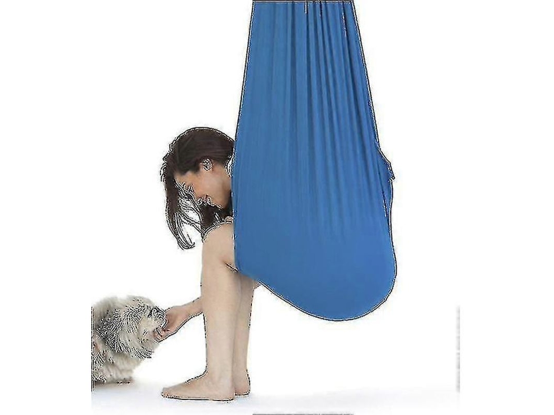 2026 kit de Gancho e Rede de Yoga Aérea para Flexibilidade e Alivio de Dor 100*280cm Azul com Acessórios Completos