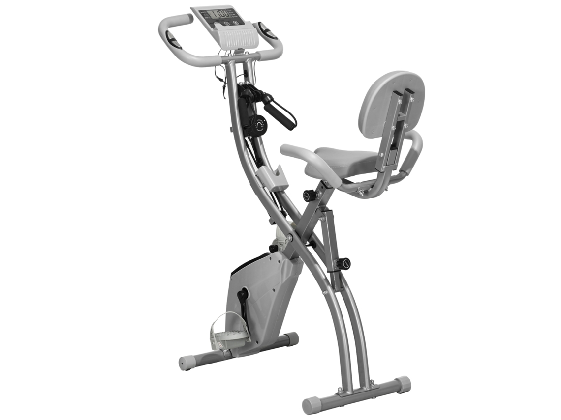 Bicicleta Ergométrica Dobrável 2 Em 1, Com Resistência Magnética Ajustável Em 8 Níveis, Sensor De Frequência Cardíaca, Faixas De Braço, Tela Lcd