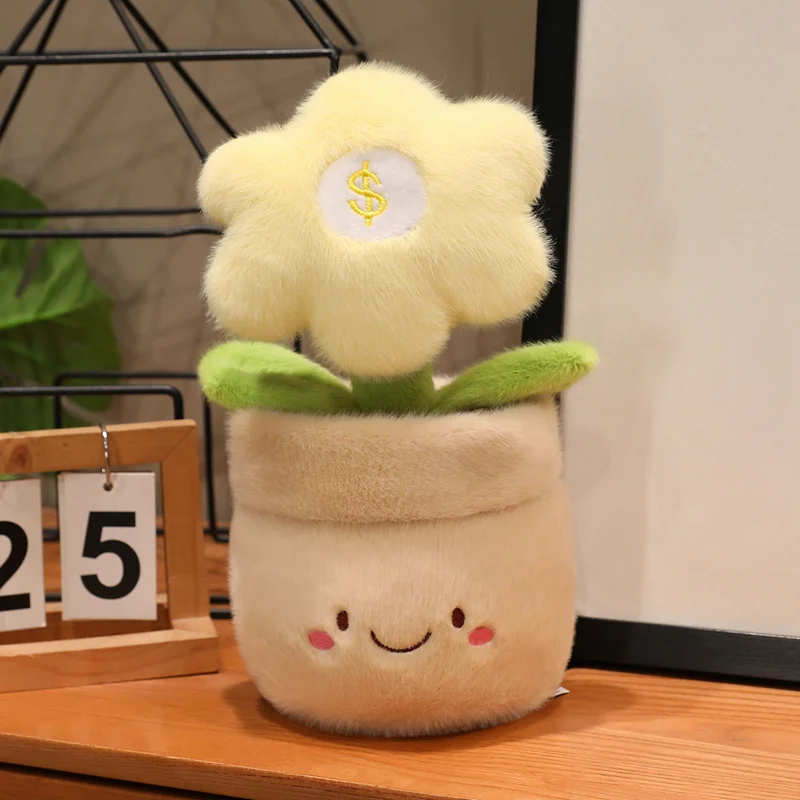 Brinquedo de Pelúcia Fofo e Realista de Planta em Vaso de Anime MDUG (amarelo, 28 Cm)