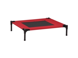 Cama Elevada para Animais, Tecido Oxford, Microperfurado, 76x61x18 cm, Vermelha e Preta CHEZMOI