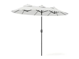Guarda sol Duplo de Jardim 295x152x222cm com Inclinação de 45° e Manivela Manual para Terraço Varanda Piscina cor Crem BTFORUS