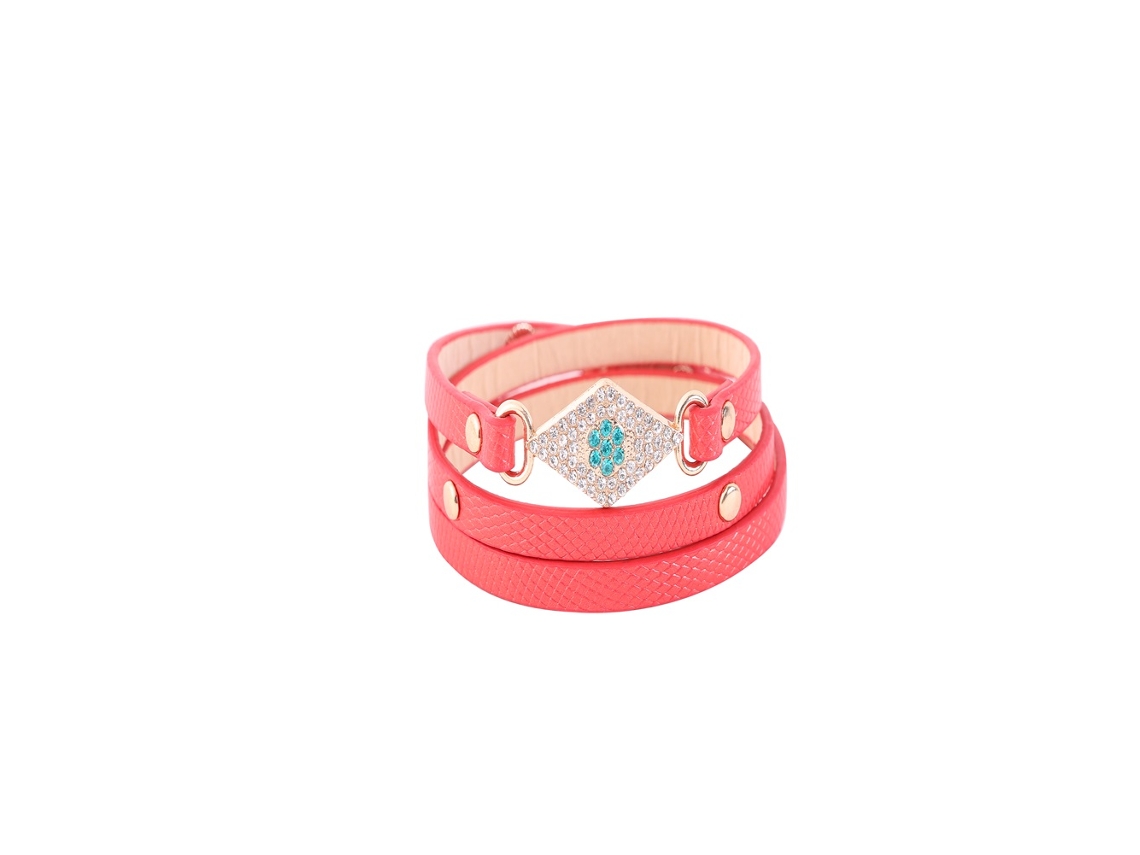 Pulseira De Couro Pu Multicamada Geométrica